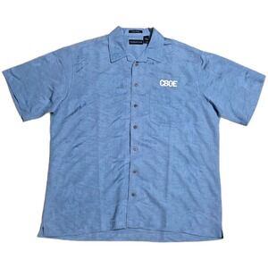 Ultra Club Cabana Breeze Button Up Shirt Men's Size L Blue Short Sleeve Textured